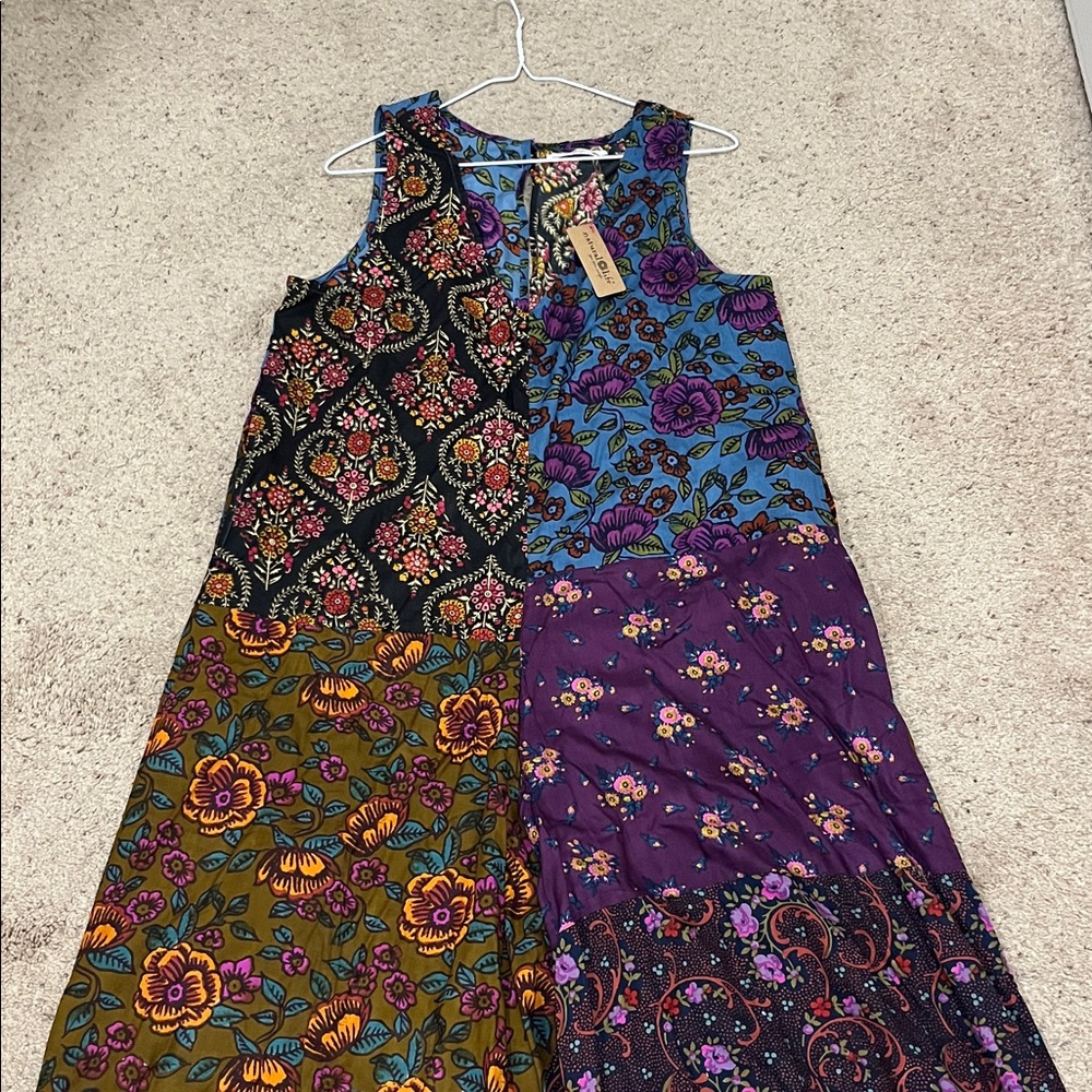 NWT Natural Life Let’s Just Go Wide-Leg Jumpsuit-Woodcut Floral Blue size M - Picture 2 of 11